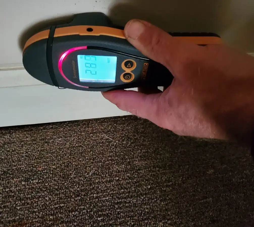Moisture detection at baseboard during Sewage Cleanup & Sanitation in Cinnaminson